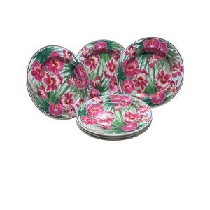 Outdoor Collection Melamine Tropical Hibiscus 11" Dinner Plates Set of 6
